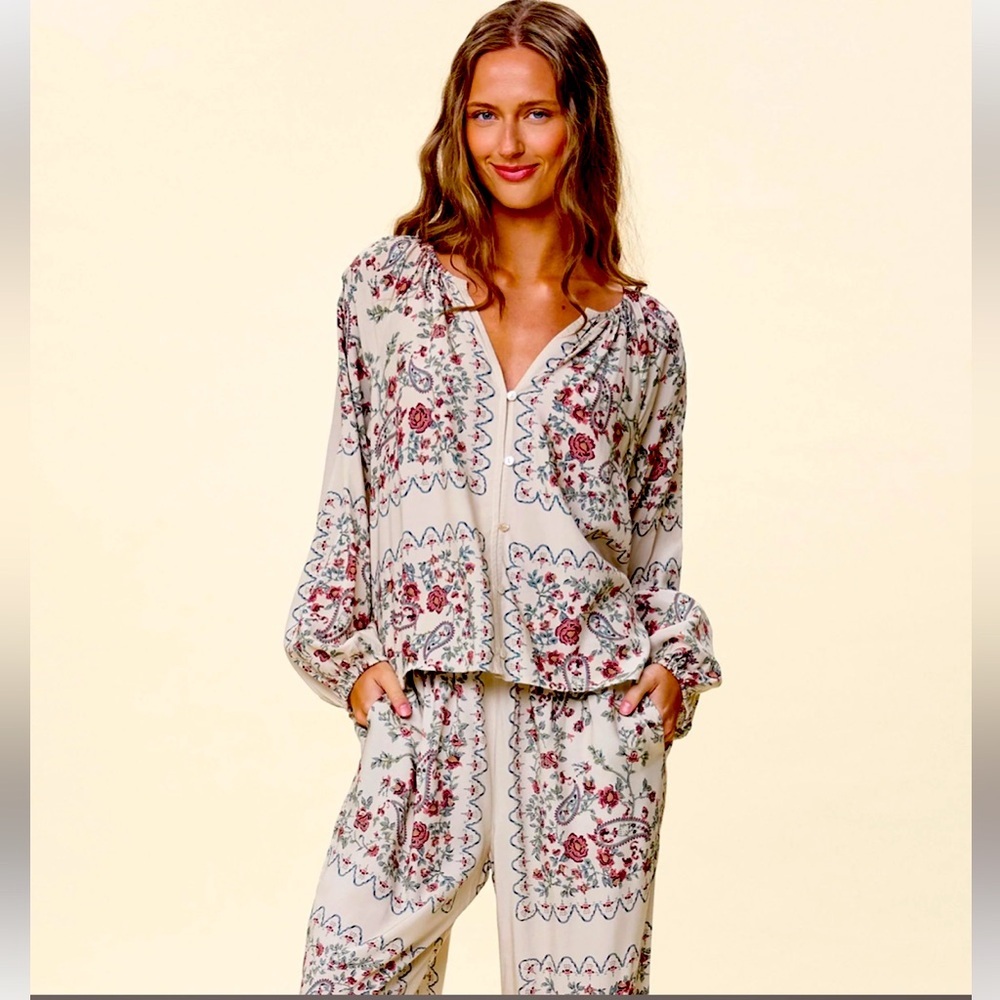 NWOT Cleobella Relinda PJ set Hati home colab la ramo print medium sold out!!